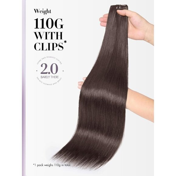 Hair Extensions Human Clip in 14 Inch 110g Natural Black Remy Straight main image 8